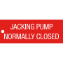 Jacking Pump Isolating Valve Normally Open - Traffolyte Sign 80mm x 30mm