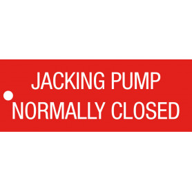 Jacking Pump Normally Closed - Traffolyte Sign 80mm x 30mm