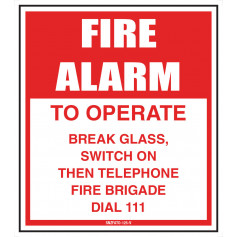 Fire Alarm to Operate (Plastic Signs)