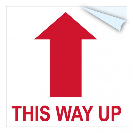 THIS WAY UP (With Arrow) - 100 x 100mm - Vinyl Sicker